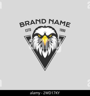 Retro eagle head logo emblem vector illustration. Vintage animal mascot professional corporate brand identity. Stock Vector