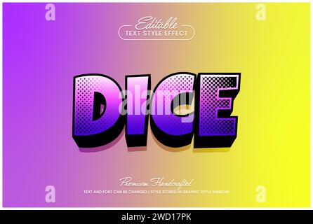 Retro editable vector 3D text style effect with halftone pattern, suitable for creating eye-catching text graphics for digital and print media such as Stock Vector