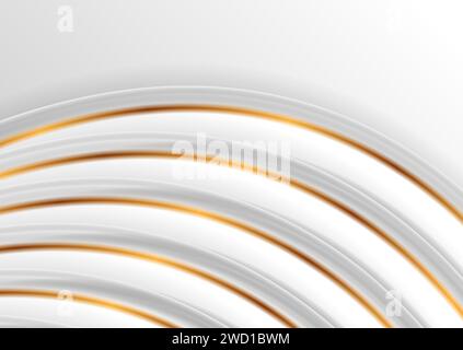 Grey and golden smooth waves abstract elegant background. Vector design Stock Vector