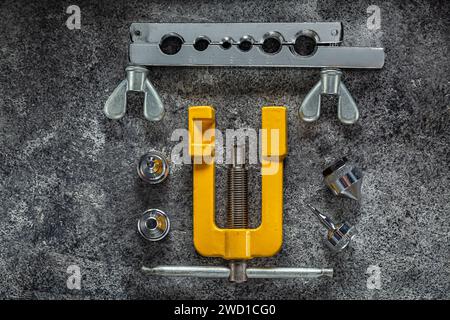 Flaring Tools Set On Dark Background Stock Photo