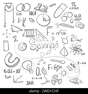 Hand Drawn Science Scribbles Doodle Vector Illustration Doodle icon Stock Vector