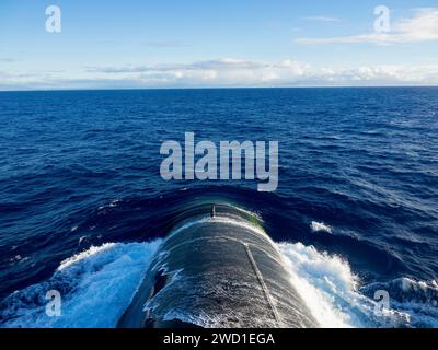 The Ohio-class ballistic missile submarine USS Nebraska transits the open ocean. Stock Photo