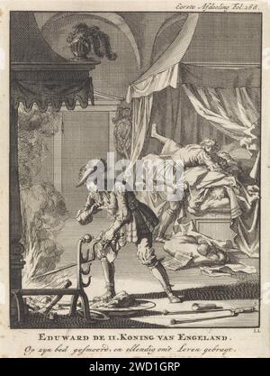 Eduard II of England murdered in his bedroom, 1327, Jan Luyken, 1698 print Print at the top right marked: first fol section: 268. Amsterdam paper etching attempt, political murder. bedroom Stock Photo