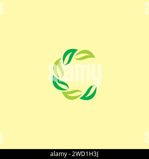 C leaf logo. Circle Leaf Vector Illustration Stock Vector