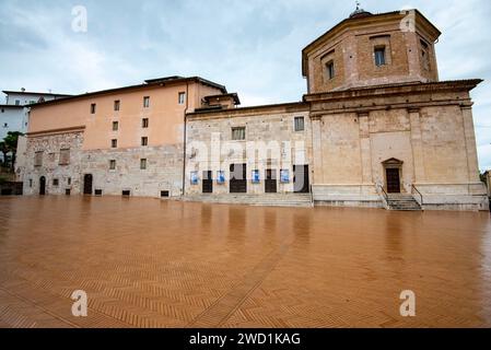 Plaza of the Cathedral in Spoleto - Italy Stock Photo