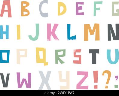 English alphabet random cut out letters Stock Vector
