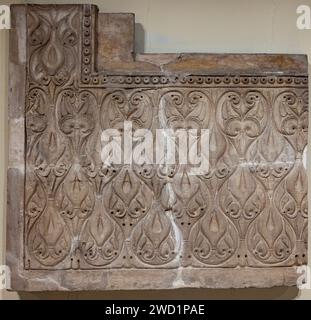 bevelled stucco from domestic architecture in Abbasid Samarra, 9th century, now in Iraq Museum, Baghdad Stock Photo