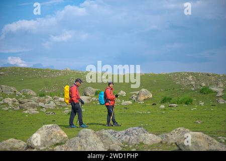 On one of beutiful hiking trek at Kashmir, Great Lake. That lake at above 3000 meter from teh sea. The lake is part of Himalayan. Stock Photo