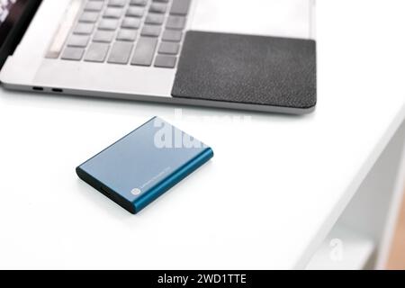 HCMC, VN - Jan 2024. SSD Samsung T5 external portable hard disk Stock Photo