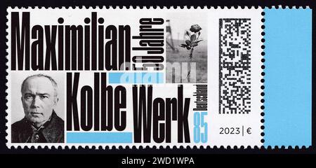 RECORD DATE NOT STATED Briefmarke Deutsche Post: 50 Jahre Maximilian Kolbe Werk Briefmarke Deutsche Post: 50 Jahre Maximilian Kolbe Werk *** Stamp Deutsche Post 50 years of Maximilian Kolbes work Stamp Deutsche Post 50 years of Maximilian Kolbes work Stock Photo