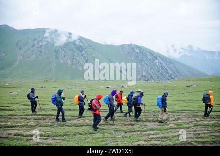 On one of beutiful hiking trek at Kashmir, Great Lake. That lake at above 3000 meter from teh sea. The lake is part of Himalayan. Stock Photo