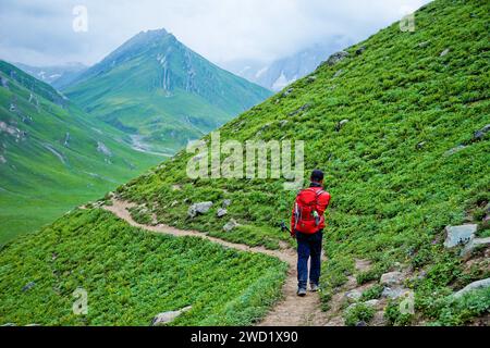 On one of beutiful hiking trek at Kashmir, Great Lake. That lake at above 3000 meter from teh sea. The lake is part of Himalayan. Stock Photo