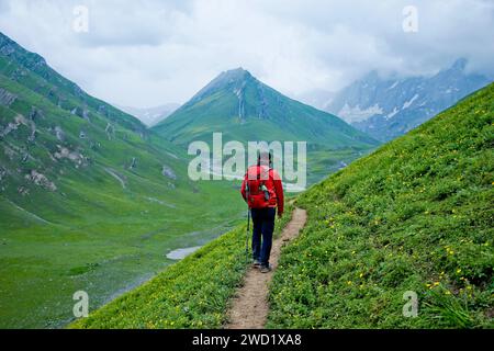 On one of beutiful hiking trek at Kashmir, Great Lake. That lake at above 3000 meter from teh sea. The lake is part of Himalayan. Stock Photo