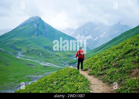 On one of beutiful hiking trek at Kashmir, Great Lake. That lake at above 3000 meter from teh sea. The lake is part of Himalayan. Stock Photo