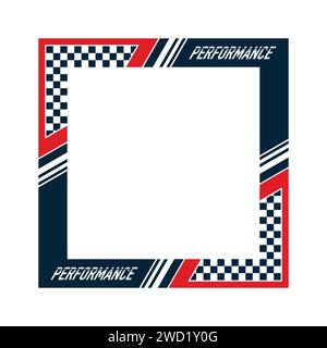 Red and blue sport car decals frame 3 Stock Vector
