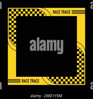 Yellow sport car decals frame Stock Vector