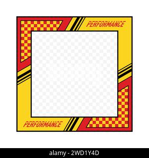 Yellow and red sport car decals frame 3 Stock Vector