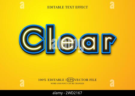 editable text effect in a realistic blue, Clear 3d editable text effect Stock Vector