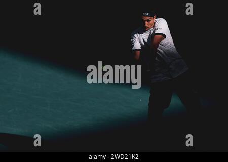 Melbourne, Australia, 18th Jan, 2024. Tennis player Lorenzo Sonego from Italy is in action during the 2024 Australian Open Tennis Grand Slam in Melbourne Park. Photo credit: Frank Molter/Alamy Live news Stock Photo