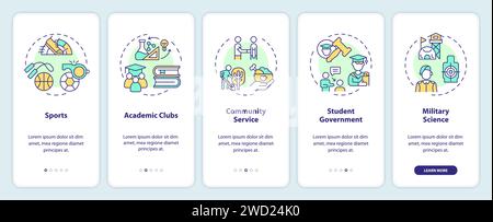 Walkthrough types of extracurricular activities concept Stock Vector