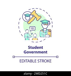 Thin line simple colorful student government icon concept Stock Vector
