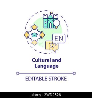 Thin line simple colorful cultural and language icon concept Stock Vector