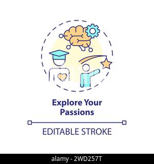 Thin line simple colorful explore your passions icon concept Stock Vector