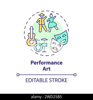 Thin line simple colorful performance art icon concept Stock Vector