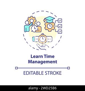Thin line simple colorful learn time management icon concept Stock Vector