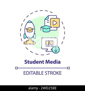 Thin line simple colorful student media icon concept Stock Vector