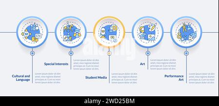 2D extracurricular activities layout with simple icons concept Stock Vector