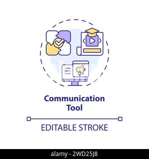 Thin line simple colorful communication tool icon concept Stock Vector