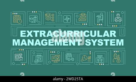 2D extracurricular management system text with line icons Stock Vector