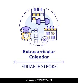 Thin line simple colorful extracurricular calendar concept Stock Vector
