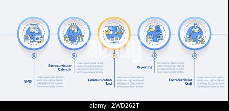 2D extracurricular activities layout with line icons concept Stock Vector
