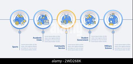 2D colorful extracurricular activities layout with icons Stock Vector