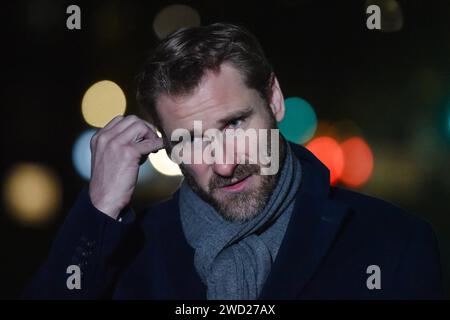 London, UK, 18th Jan, 2024. Home Office Minister Chris Philp is seen during the morning media round in Westminster. Stock Photo