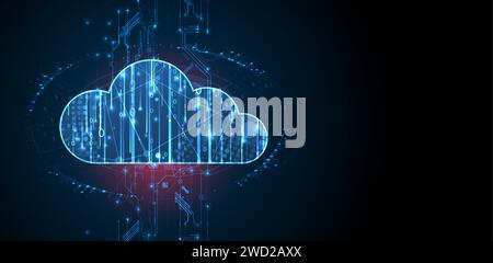 Cloud computing concept.Abstract connection technology background. Hand drawn vector. Stock Vector
