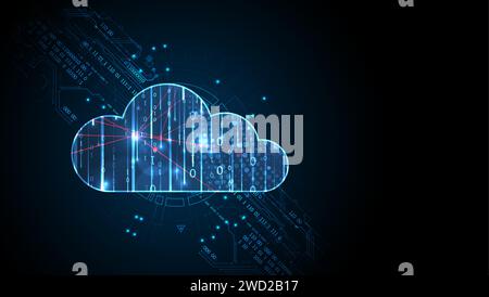 Cloud computing concept.Abstract connection technology background. Hand drawn vector. Stock Vector