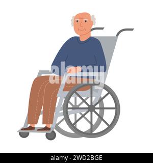Elderly man. Old man character with paddle walker on white background ...