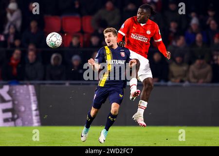 EINDHOVEN, NETHERLANDS - JANUARY 17: Michal Sadilek (FC Twente) and Johan Bakayoko (PSV) battle for the ball during the KNVB Beker match of PSV Eindho Stock Photo