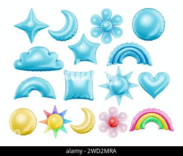 3d style vector of glossy metalic inflated balloon element for celebration, party, greeting and decoration on white background Stock Vector