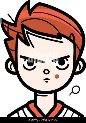 Cute cartoon boy with suspicious expression on his face. Vector illustration. Stock Vector