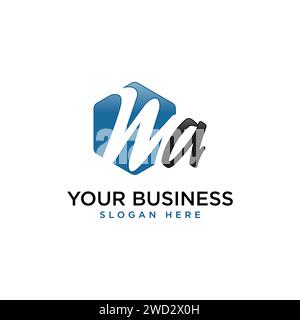 Abstract hexagon MA letter branding logo design concept. Vector illustration Stock Vector
