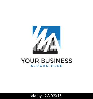 Abstract square MA letter branding logo design concept. Vector illustration Stock Vector