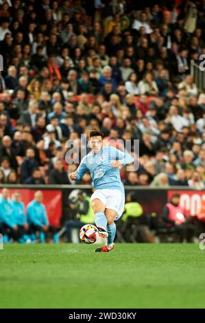 Fran Beltran RC Celta Vigo in action during the Eighth of final of the King's Cup 23/24 at Mestalla Stadium (Valencia,Eighth of final of the King's Cu Stock Photo