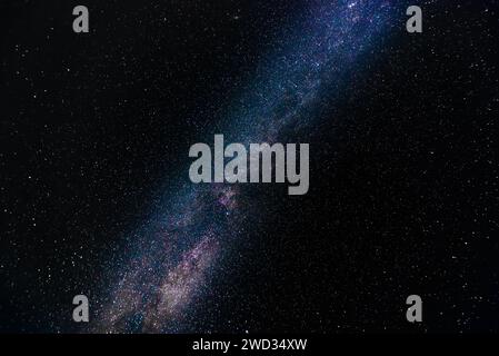 Milky way on blue starry sky at night. Stock Photo