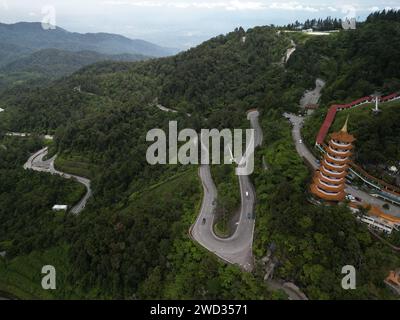 An aerial view of the Chin Swee Temple in the Genting Highlands area of Malaysia Stock Photo
