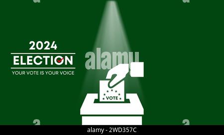 Your Vote - Your voice. Pakistan Elections 2024. Social media vector post or template design. EPS Editable minimal flat design art. Stock Vector