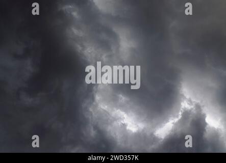 Stormy sky with dark clouds. Dramatic cloudscape before the rain. Stock Photo